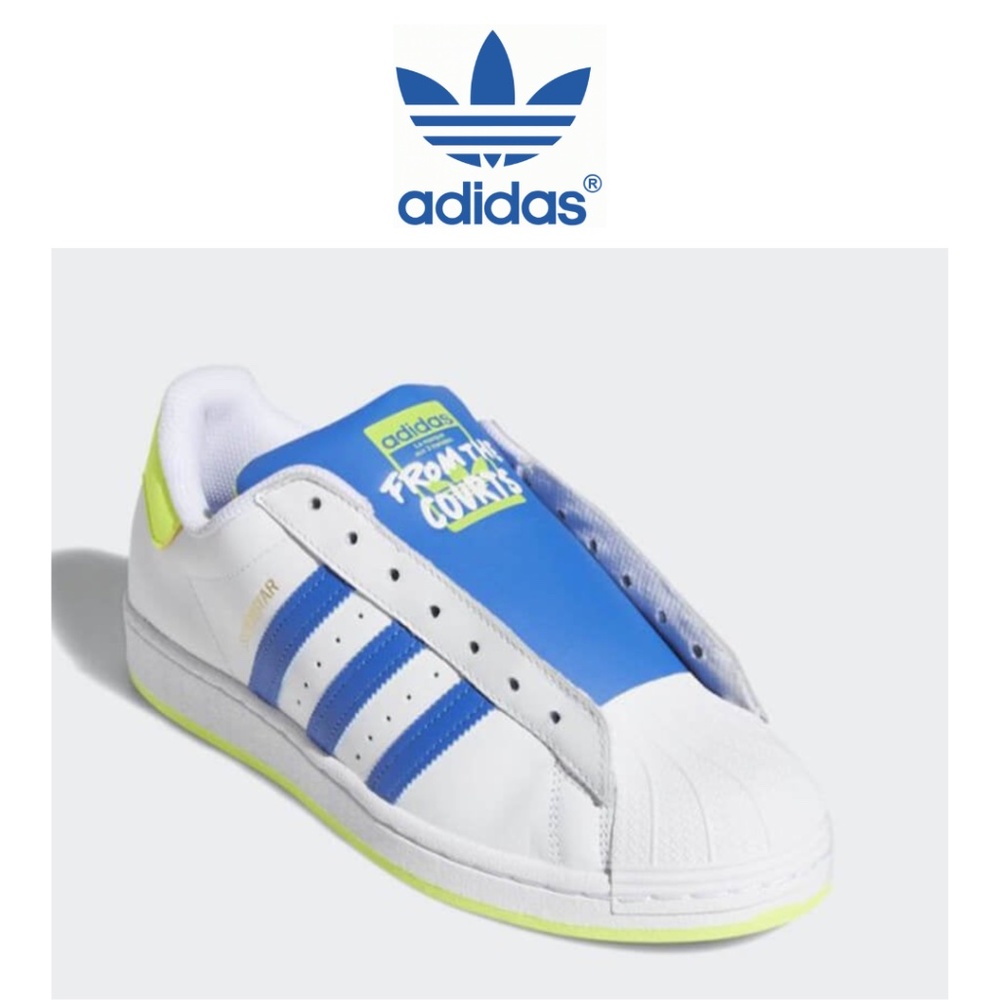 Adidas Superstar Laceless 'White Blue Yellow'